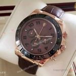 Fake Rolex Daytona Watch Rose Gold Brown Strap_th.jpg